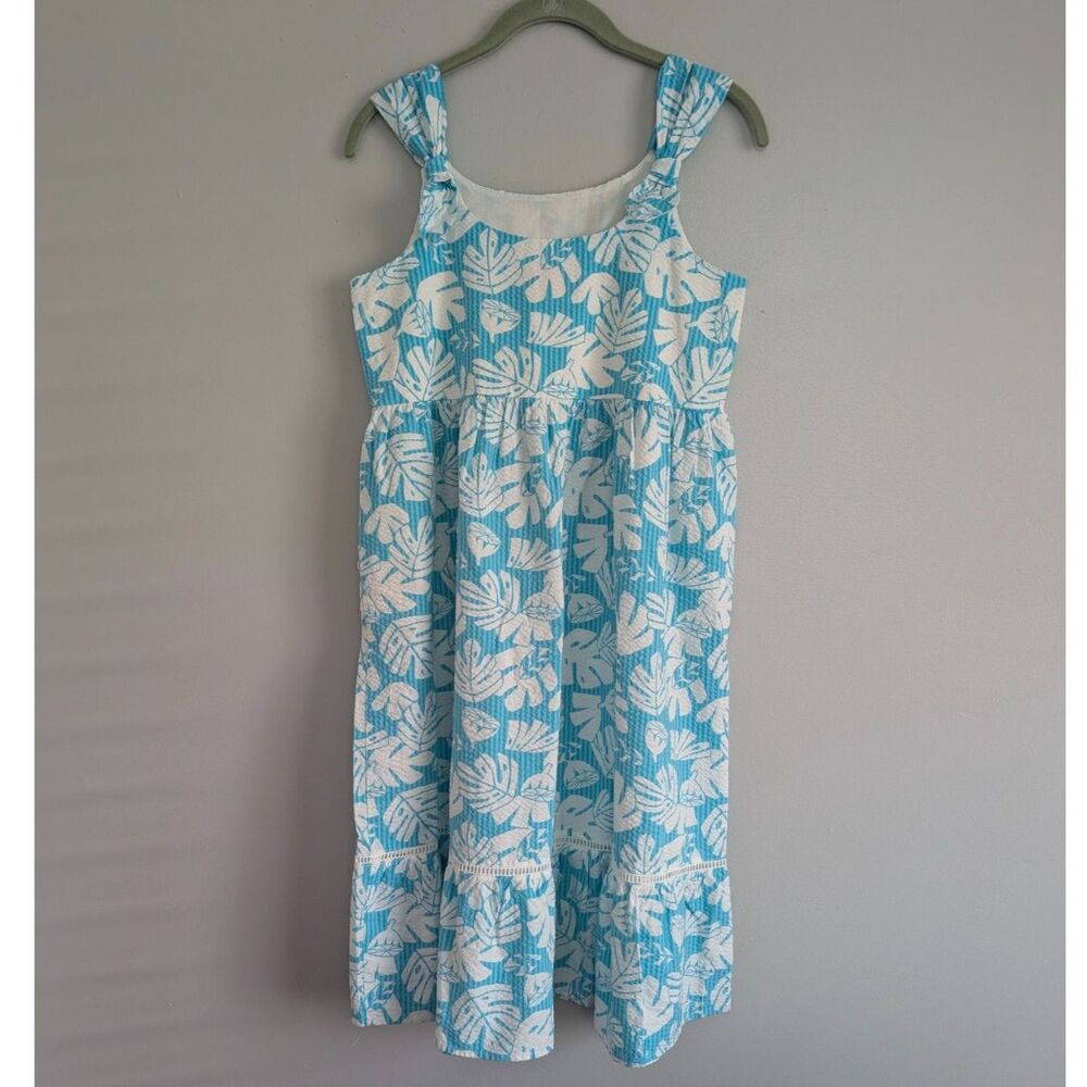 Girls Adaptive Woven Floral Dress Cat & Jack Turquoise Green XL (14) NWOT